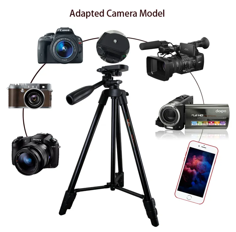 Ultralight Compact Travel Tripod with Quick Release Plate Panoramic Head Aluminum Tripod 0.7kg Max Load 3kg with Carryin