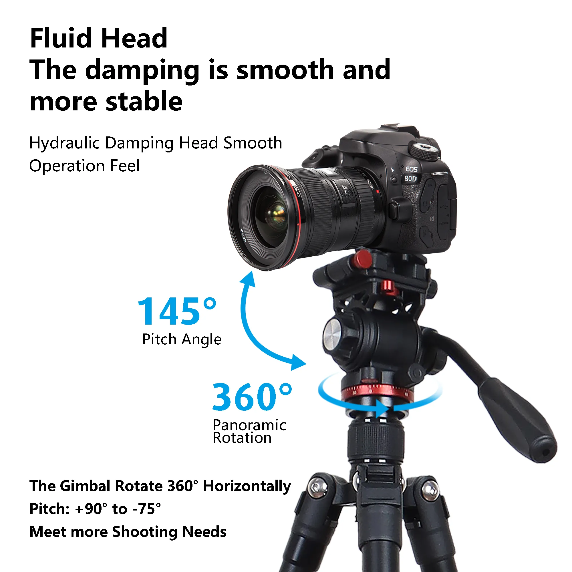 21" to 63" Adjustment Travel Aluminum Tripod Monopods with 360 Degree Fluid Pan Head and Quick Release Plate for DSRL Camera