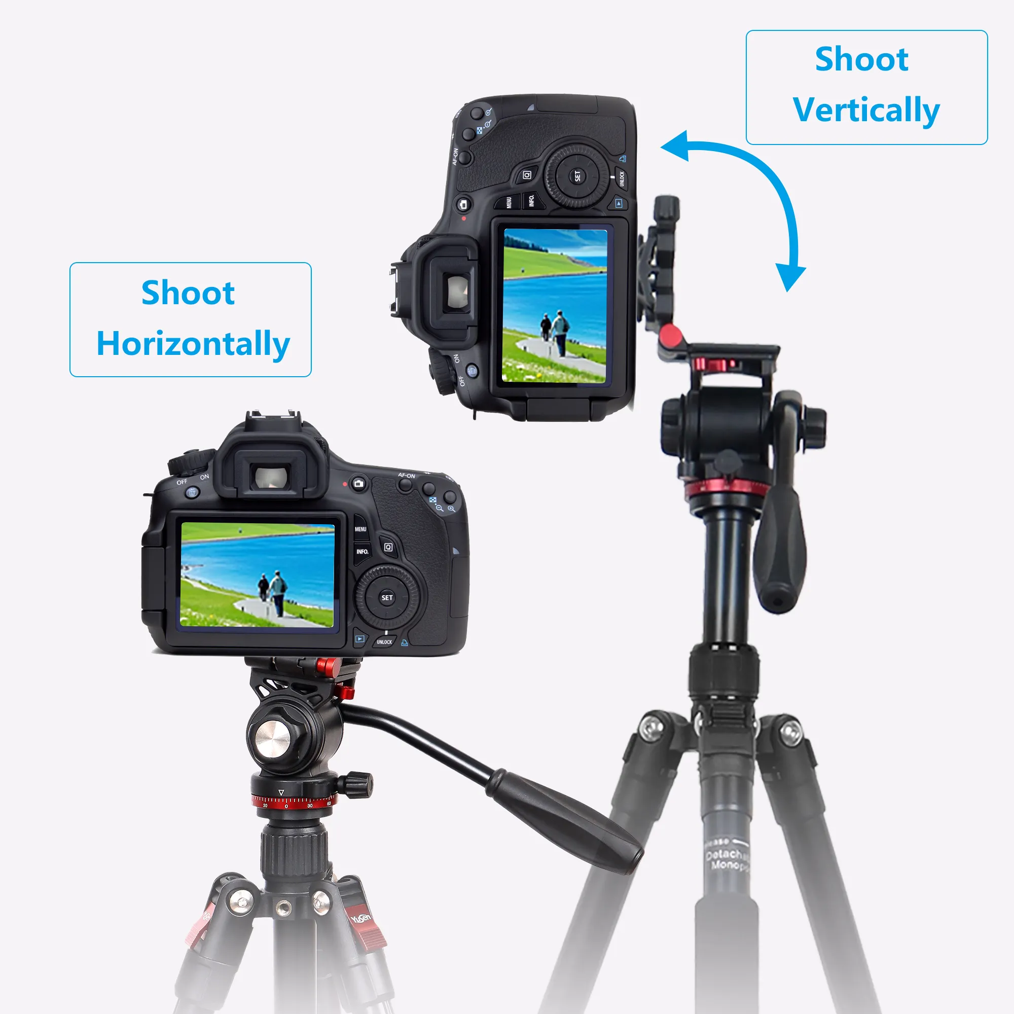 Professional Portable Aluminum Tripod with Hydraulic Damping Head Quick Release Plate Telescopic Handle for DSLR Camera