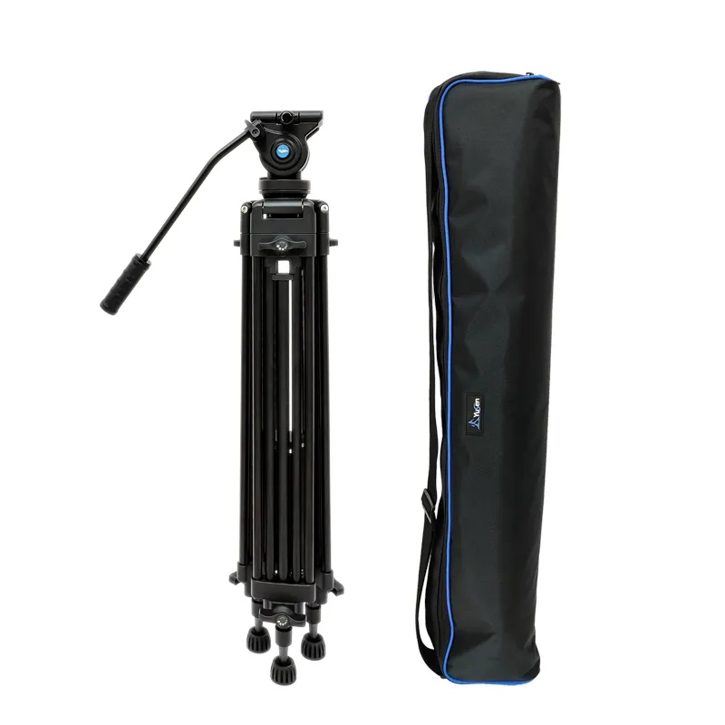 Video Tripod with Fluid Head , Metal Camera Tripod with Smooth Friction Damping