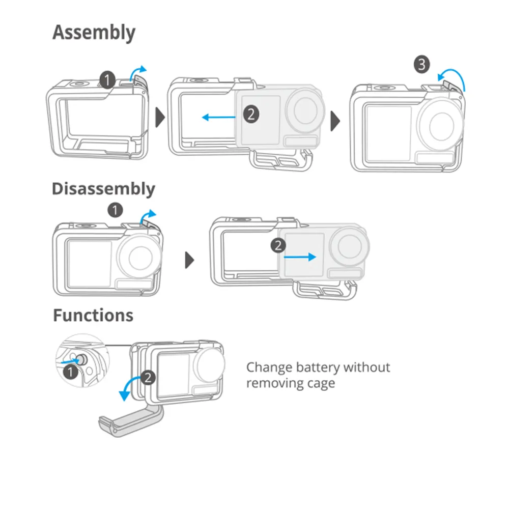 Aluminum Cage for DJI Action 5 Pro Action 4 Action 3 Camera, Protective Metal Frame, Protective Hard Case