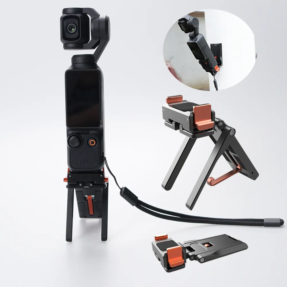 Osmo Pocket 3 and Pocket 4 Stand with Dual Claw Compact Foldable Tripod Mount with Hook Lightweight Vlogging Accessory
