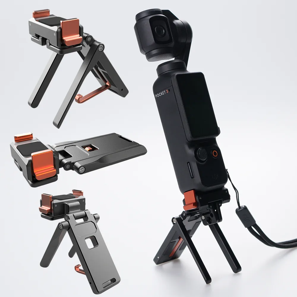 Osmo Pocket 3 and Pocket 4 Stand with Dual Claw Compact Foldable Tripod Mount with Hook Lightweight Vlogging Accessory
