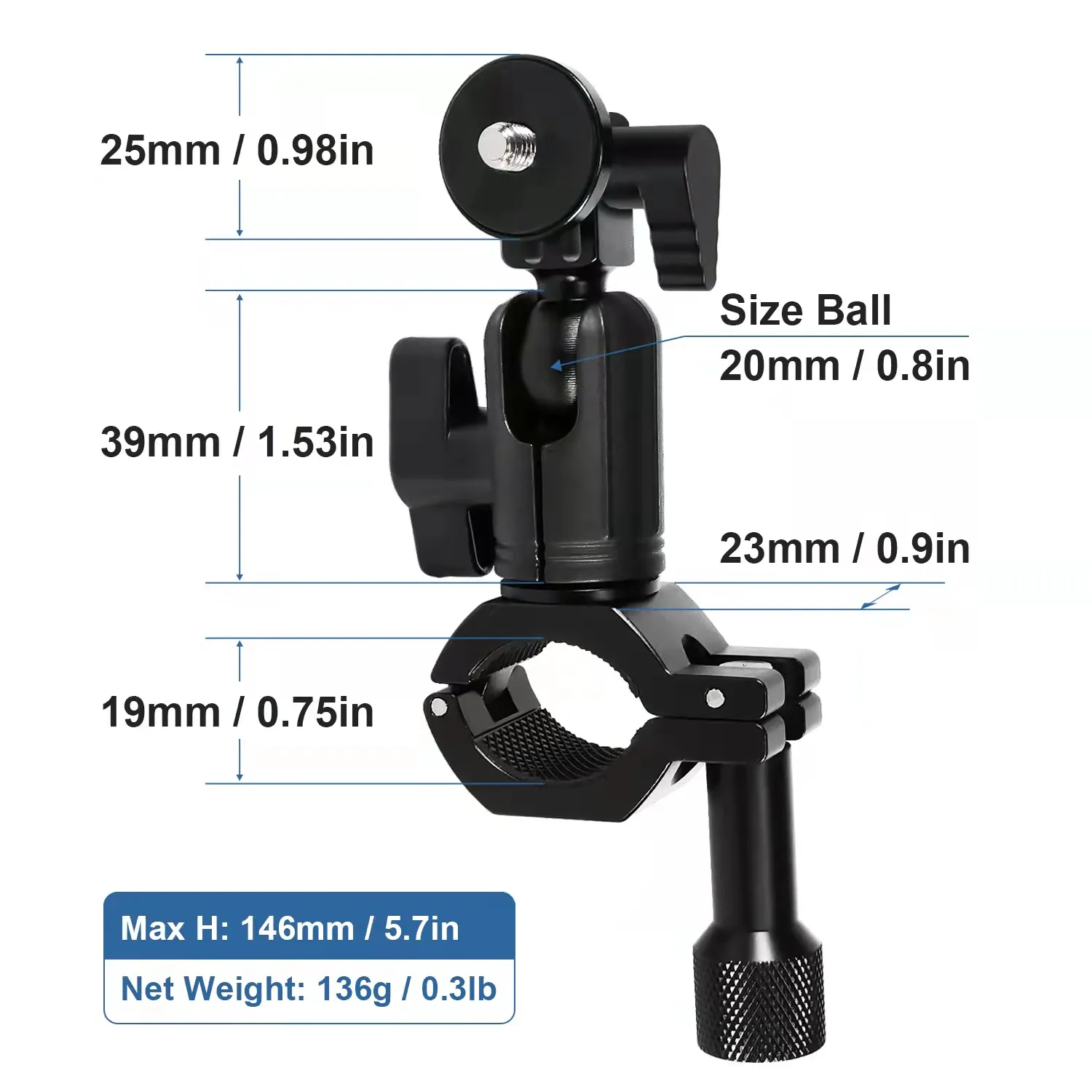 Super Clamp Bicycle Clip Camera Mount Motorcycle Handlebar Mount for GoPros and Action camera tripod stand