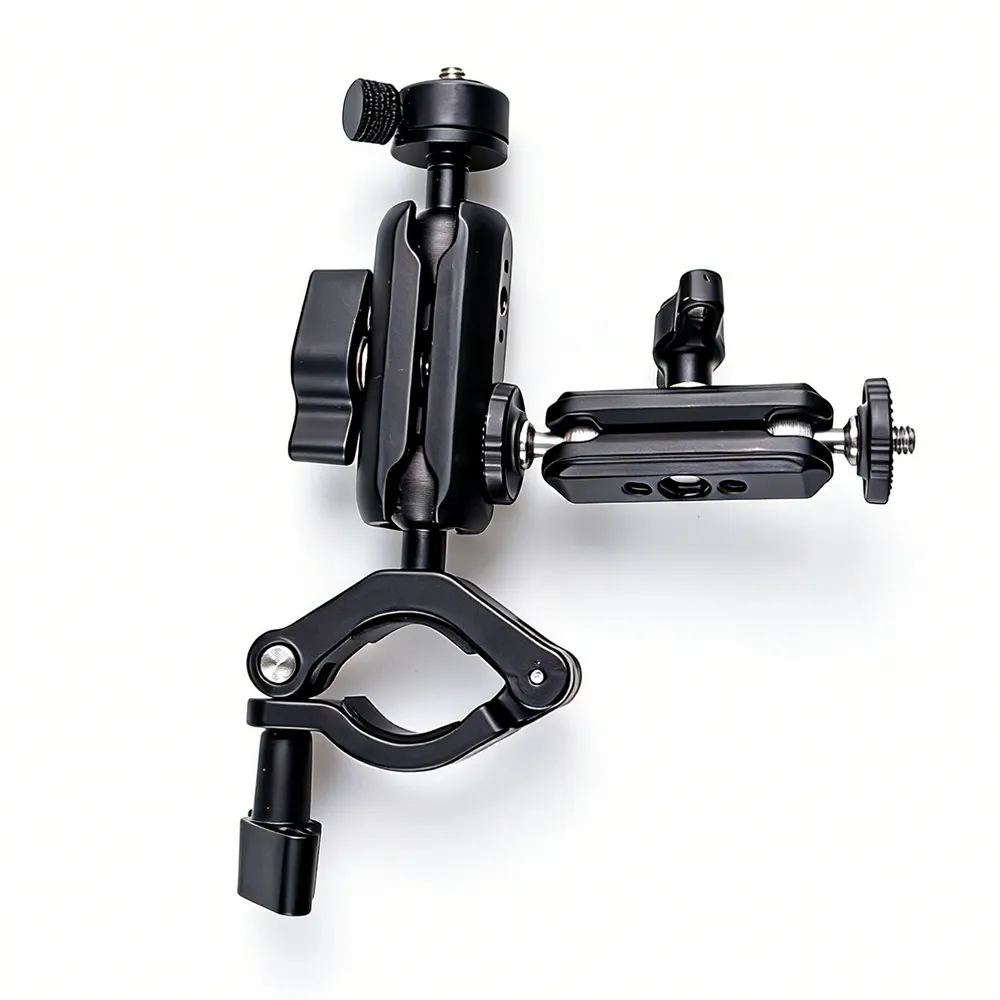 Super Clamp Camera Mount with 360° Dual Ball Head, Bike/Bicycle/Motorcycle Handlebar Mount for DJI Osmo Action 6/5 Pro/4