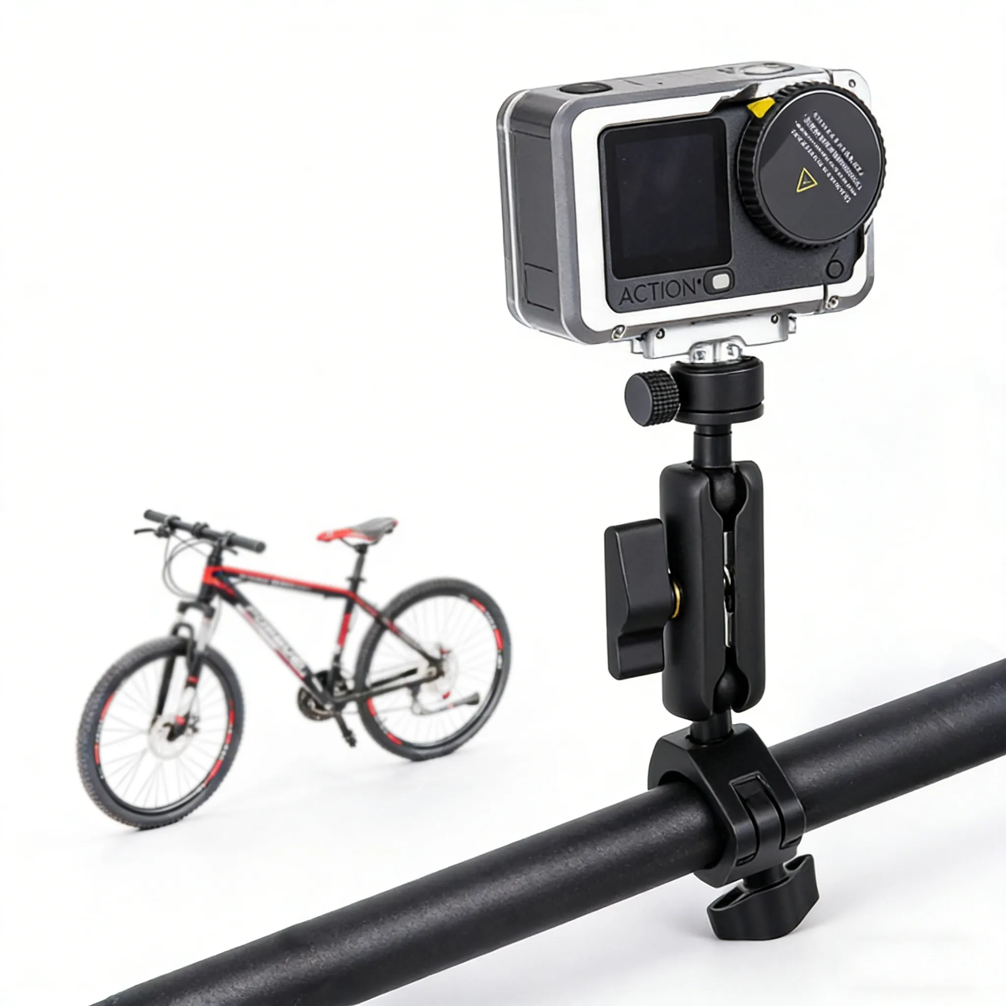 Super Clamp Camera Mount with 360° Dual Ball Head, Bike/Bicycle/Motorcycle Handlebar Mount for DJI Osmo Action 6/5 Pro/4 3