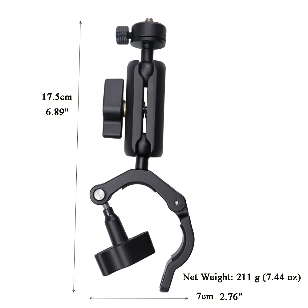 Super Clamp Camera Mount with 360° Dual Ball Head, Bike/Bicycle/Motorcycle Handlebar Mount for DJI Osmo Action 6/5 Pro/4
