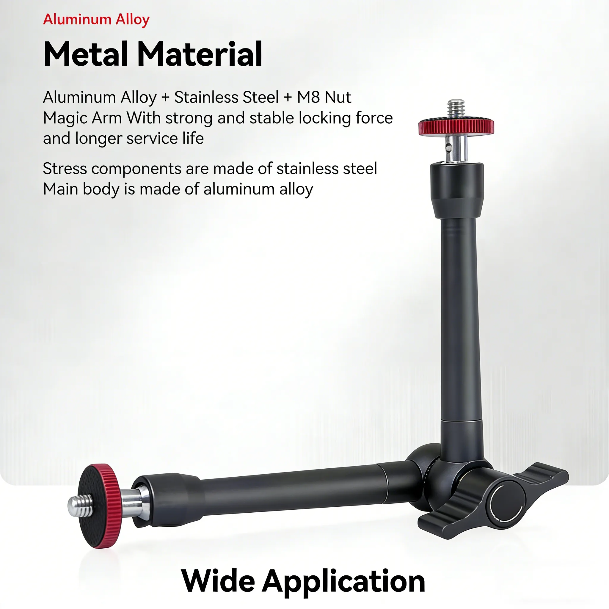 Professional Multi-Directional Adjustment Magic Arm Noga Style Aluminum Stainless Steel 5kg Load for Photography Camera Monitor