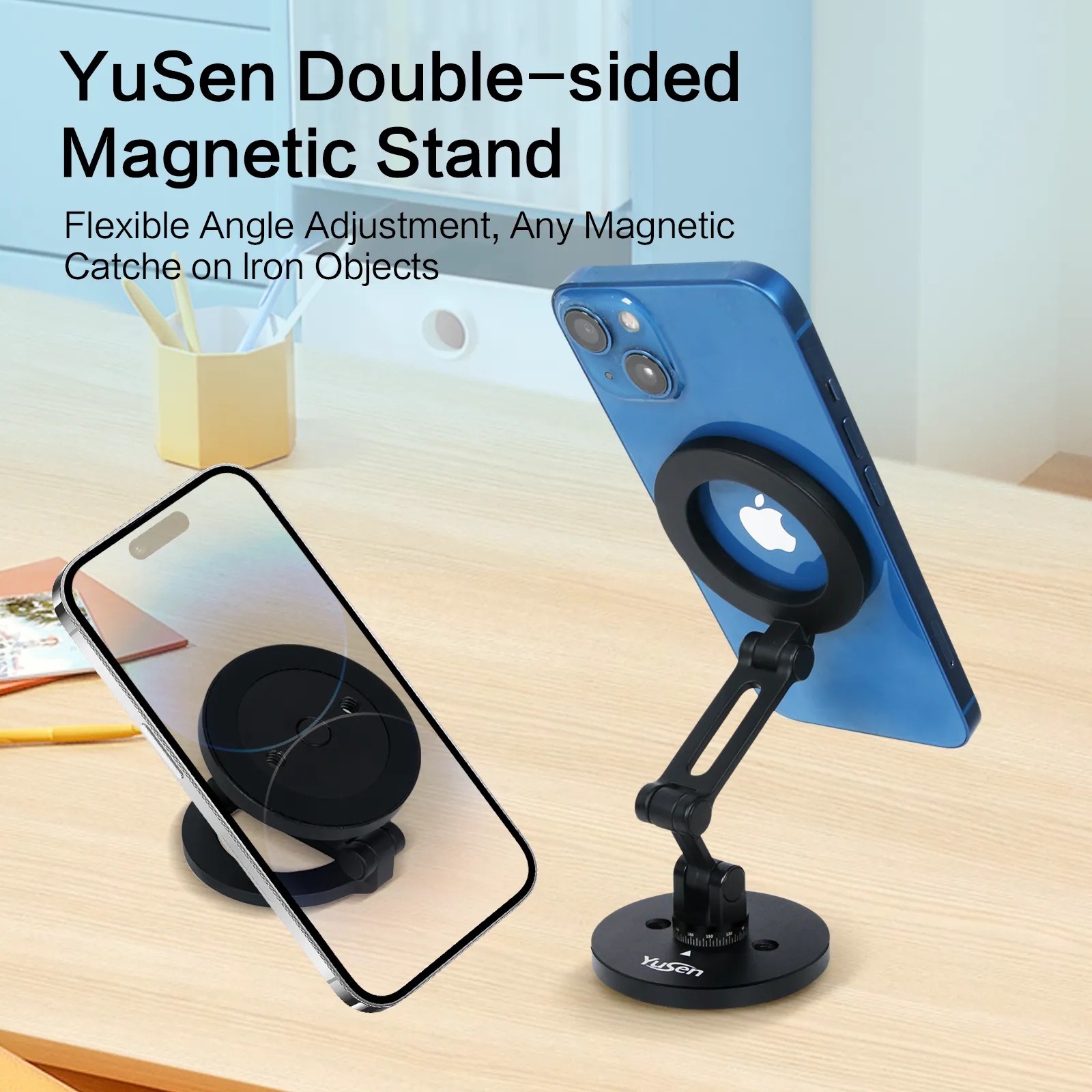 Vacuum Magnetic Suction Phone Holder Retractable Hands-Free Suction Cup Phone Mount for Car/Gym/Mirror/Smooth Surface