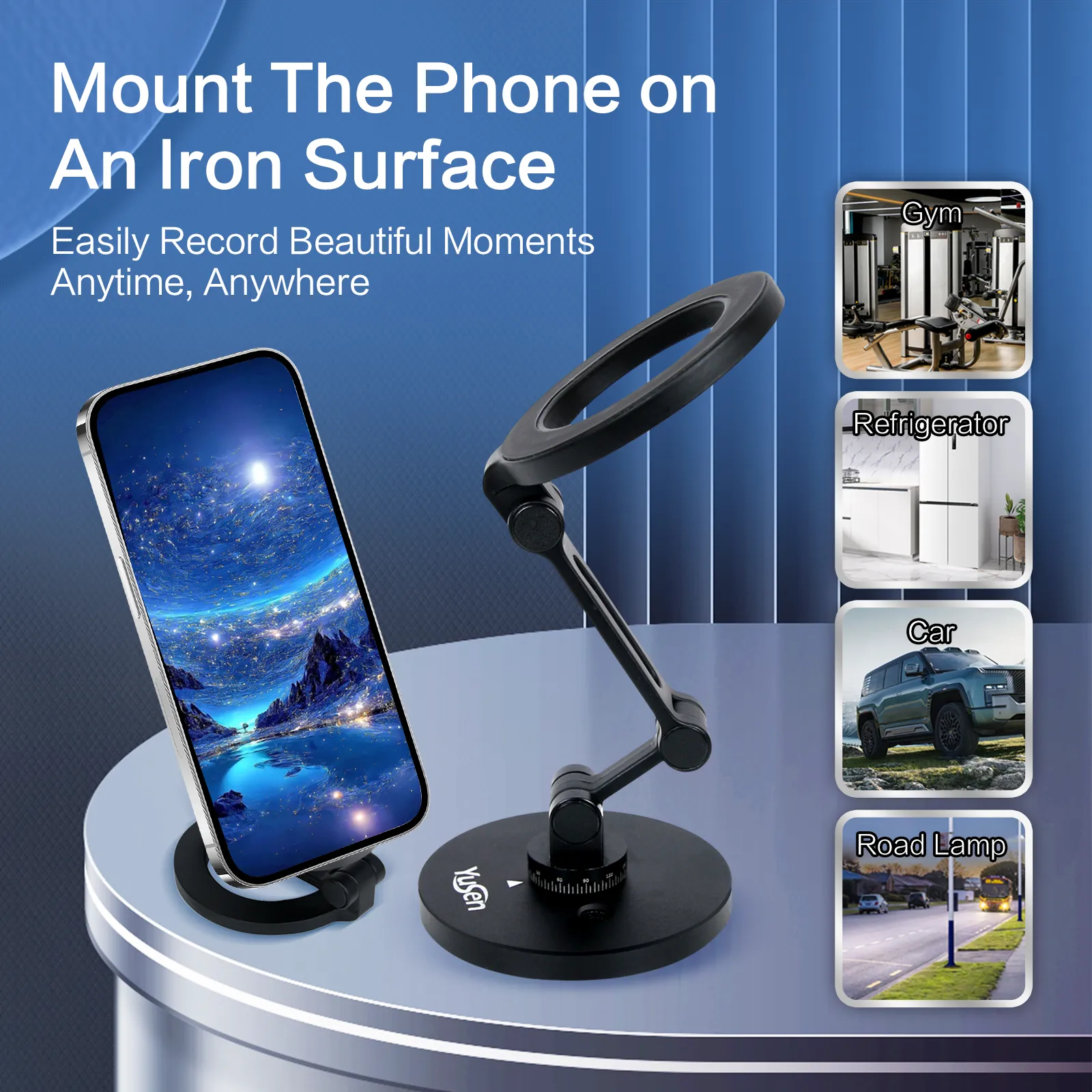 Vacuum Magnetic Suction Phone Holder Retractable Hands-Free Suction Cup Phone Mount for Car/Gym/Mirror/Smooth Surface