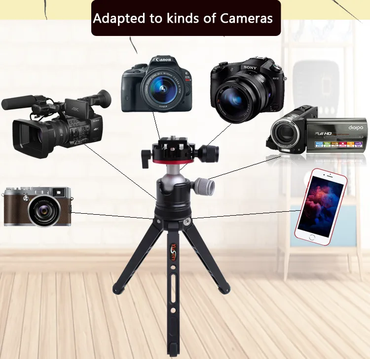 Mini Tripod Desktop Tripod with 360° Ball Head and 1/4"-20 Screw for DSLR Cameras Smartphone Projectors with Quick 