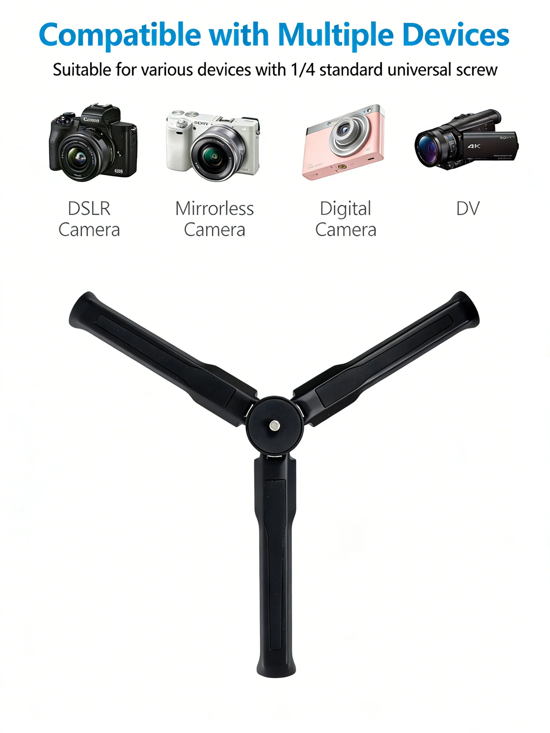 Metal Mini Tripod for Action Camera Desktop Tabletop Stand Compact Portable Travel for DJI Osmo Pocket 3 Action 5/6  Pro