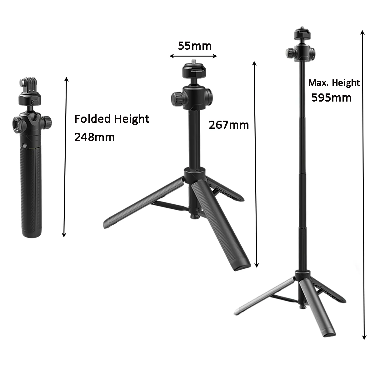 Extendable Mini Tripod Adjustable Height 360 Rotation Ball Head Vlog Small Camera Tripod for GoPro DJI Osmo Pocket Actio
