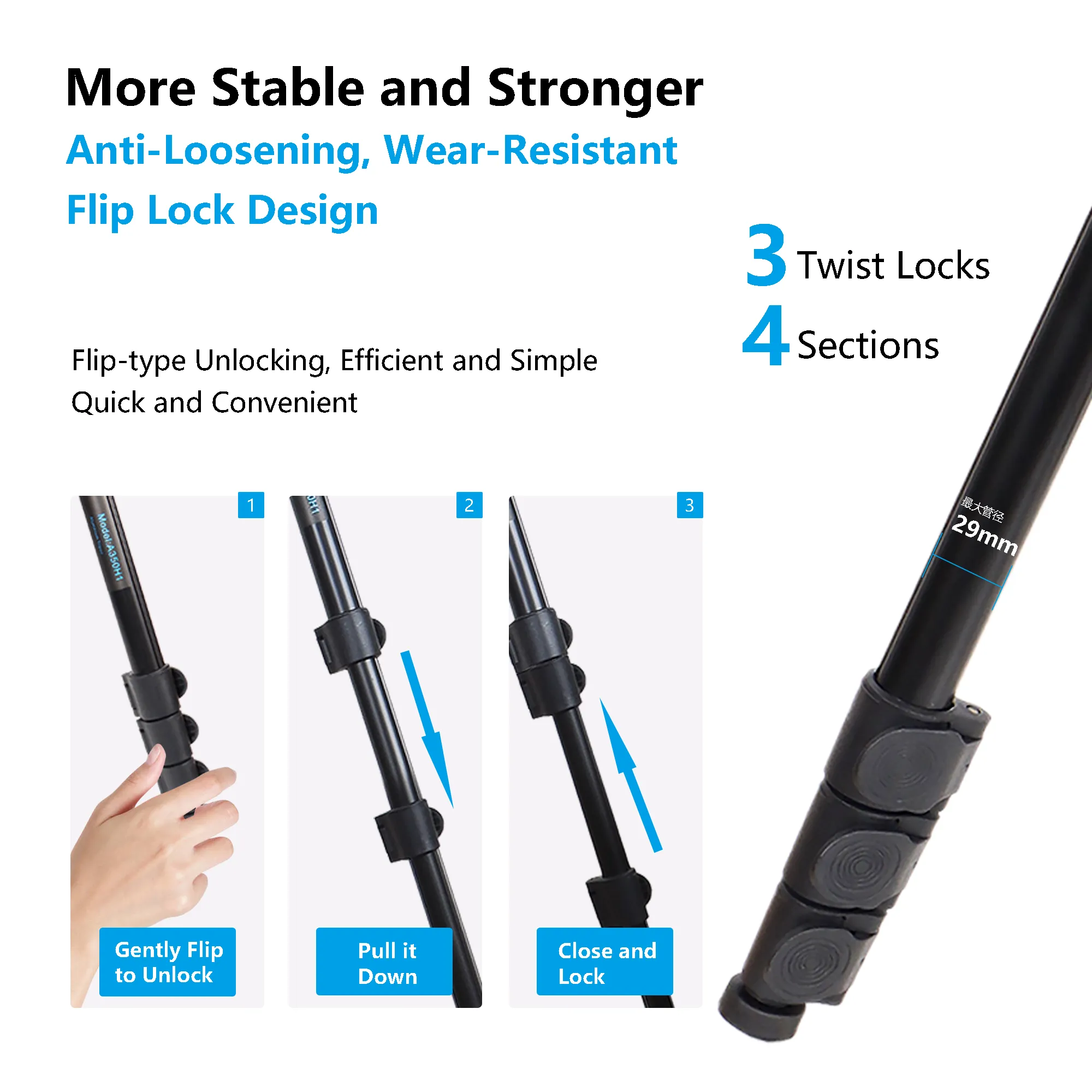 Aluminum Tripod with 360°Ball Head Max Load at 8kg Adjustable Height travel tripod for DSLR/SLR Camera Phone
