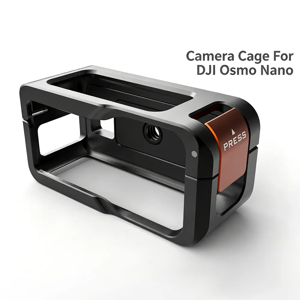Camera Cage for DJI Osmo Nano,Lightweight Aluminum Protective Frame 1/4"-20 Threaded Hole and Cold Shoe Mount, Full Button Access, Magnetic Compatible - for Vlogging & Travel