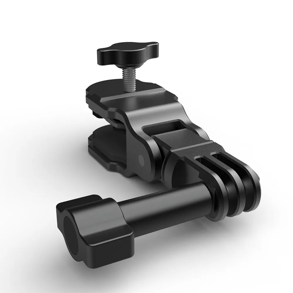 Motorcycle Windshield Clamp Mount for Action Cameras, CNC Aluminum Alloy Windscreen Clip with 360° Rotation & 180° A
