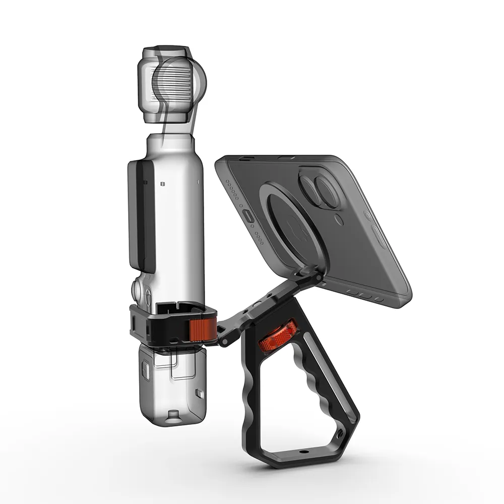 Aluminum Alloy Action Camera Hand Grip with MagSafe Phone Holder for DJI Osmo Pocket 3 4 2-in-1 Action Camera Hand Grip